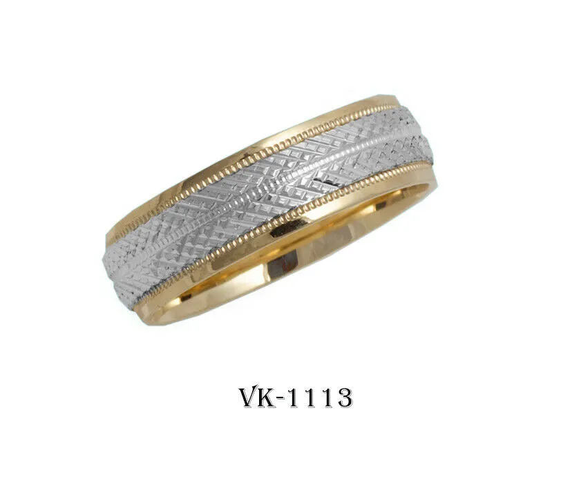 14k Solid Gold Elegant Ladies Modern Machine Finish Flat Band 6MM Ring VK1113v