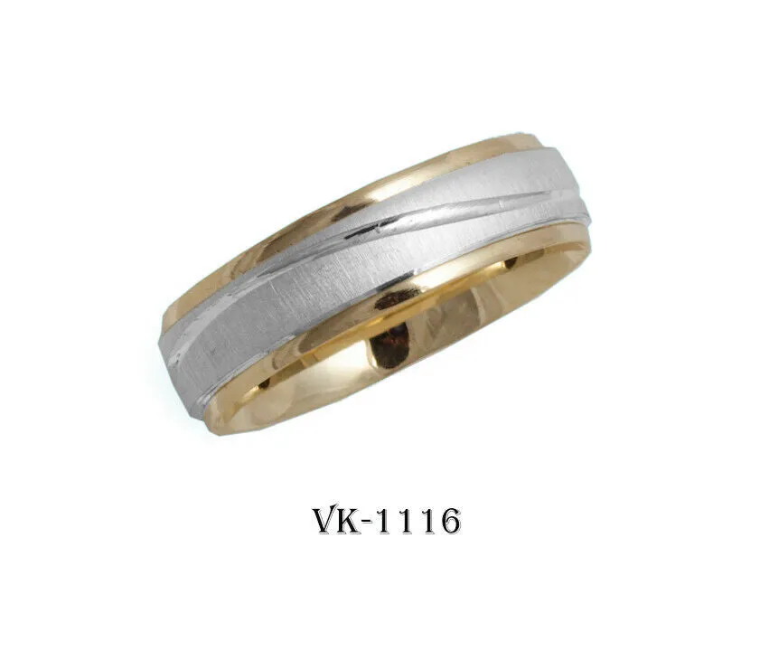 14k Solid Gold Elegant Ladies Modern Matte Finish Flat Band 6MM Ring VK1116v