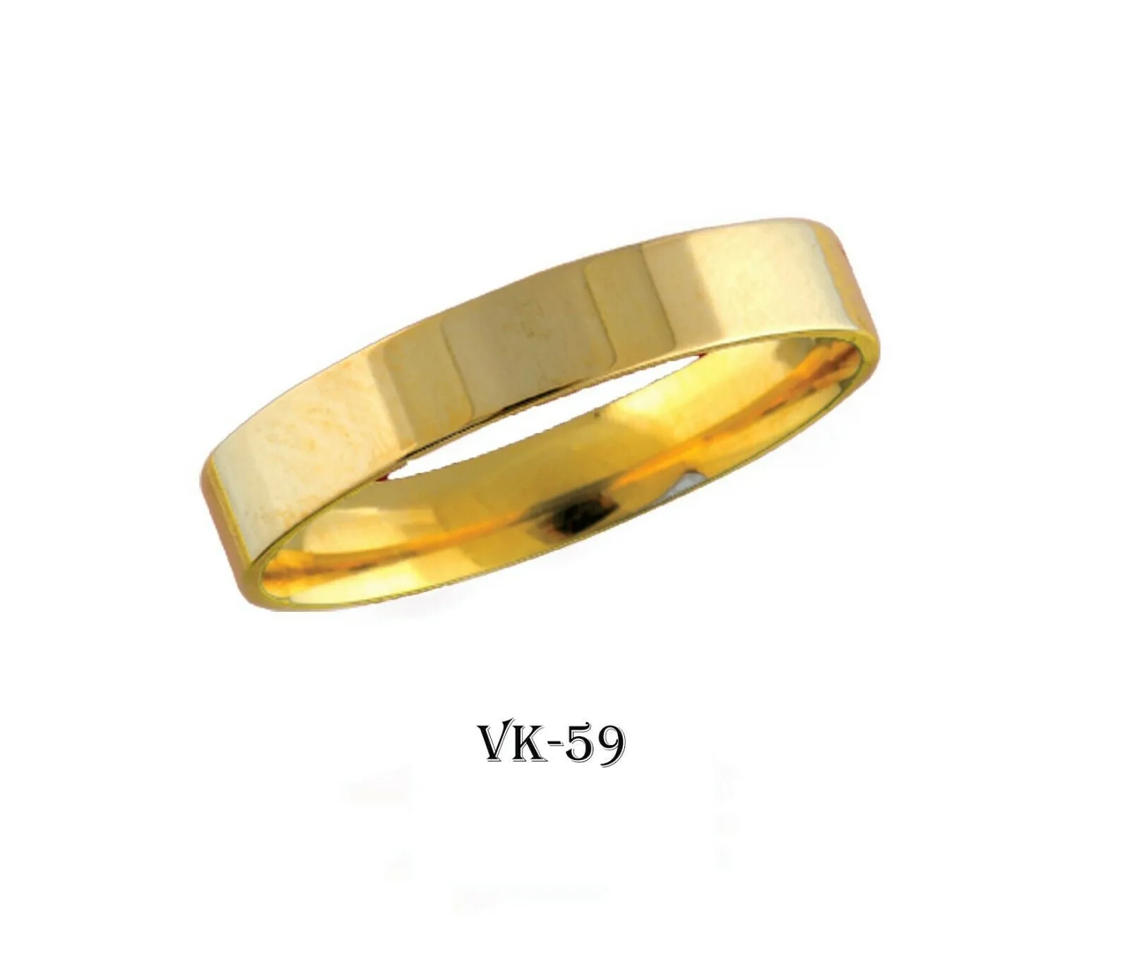 14k Solid Gold Elegant Ladies Modern Shiny Finish Flat Band 4MM Ring VK59v