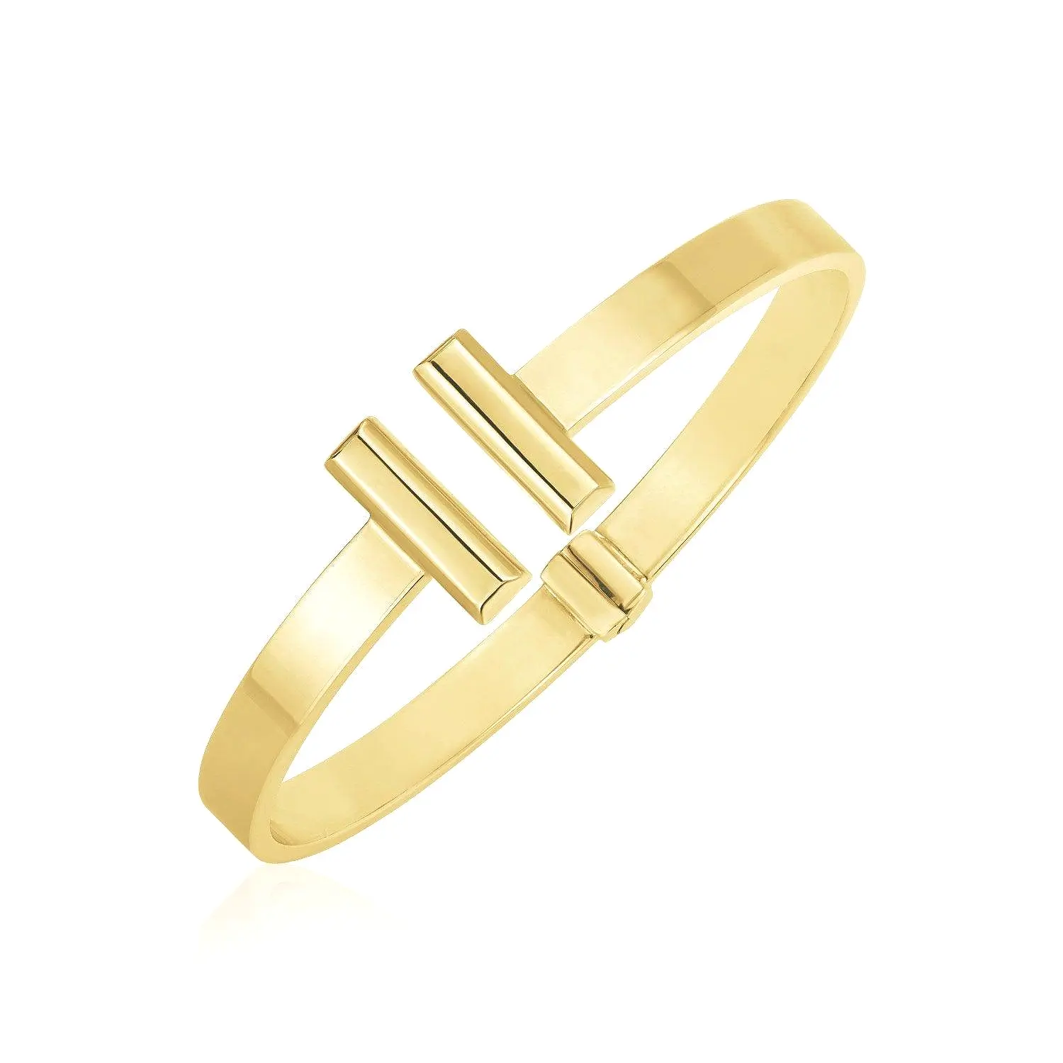 14k Yellow Gold High Polish Bar Cuff Bangle (6mm)