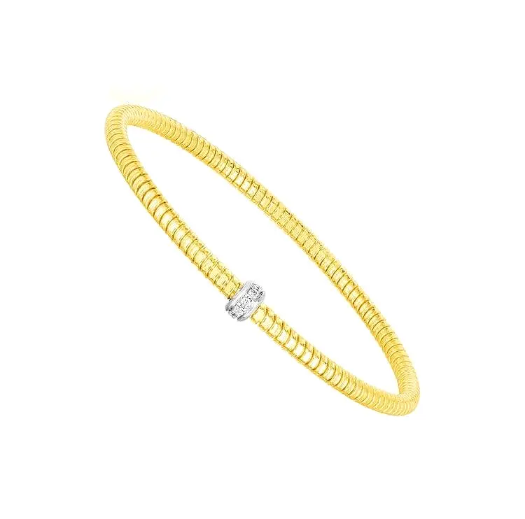 14k Yellow Gold Stretch Bangle with Diamonds