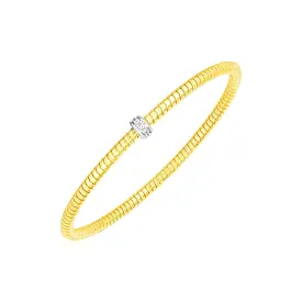 14k Yellow Gold Stretch Bangle with Diamonds