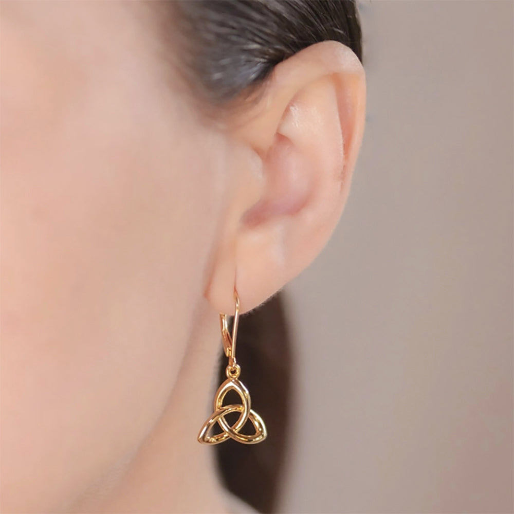 14KT Gold Vermeil Drop Trinity Knot Earrings