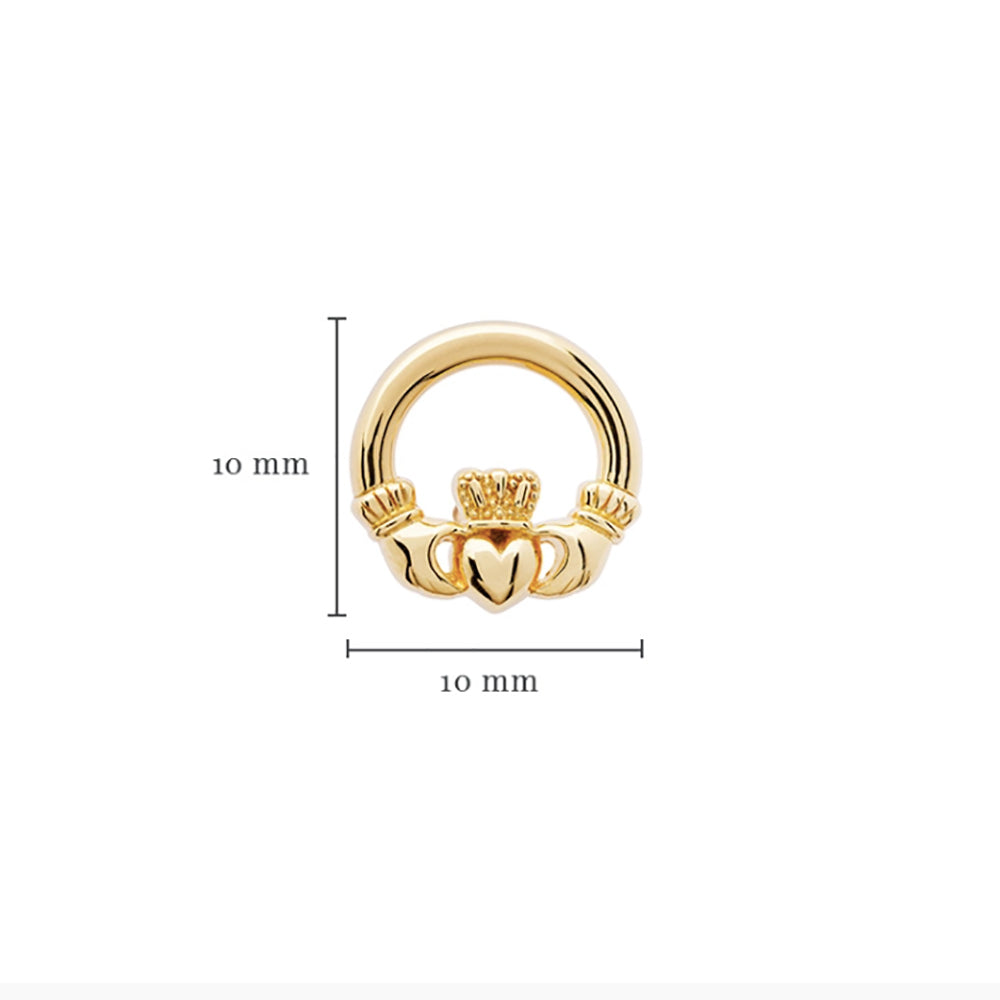 14KT Gold Vermeil Stud Claddagh Earrings