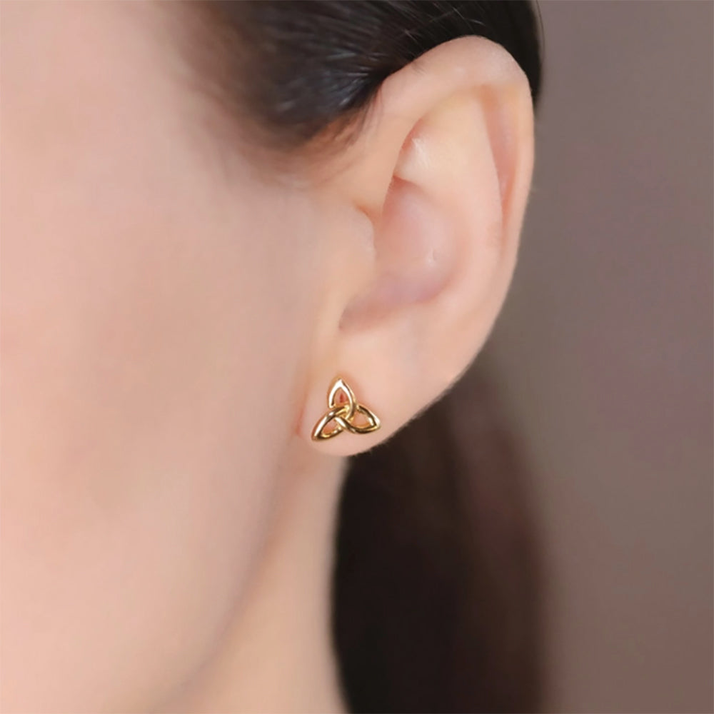 14KT Gold Vermeil Stud Trinity Knot Earrings