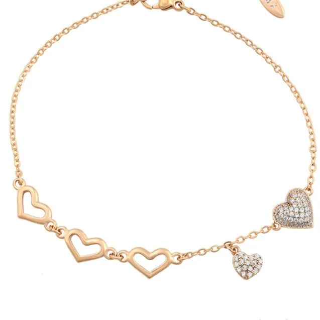 18K Gold Filled Heart Bracelet