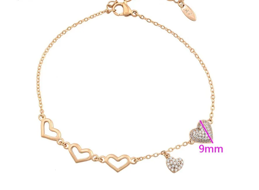 18K Gold Filled Heart Bracelet