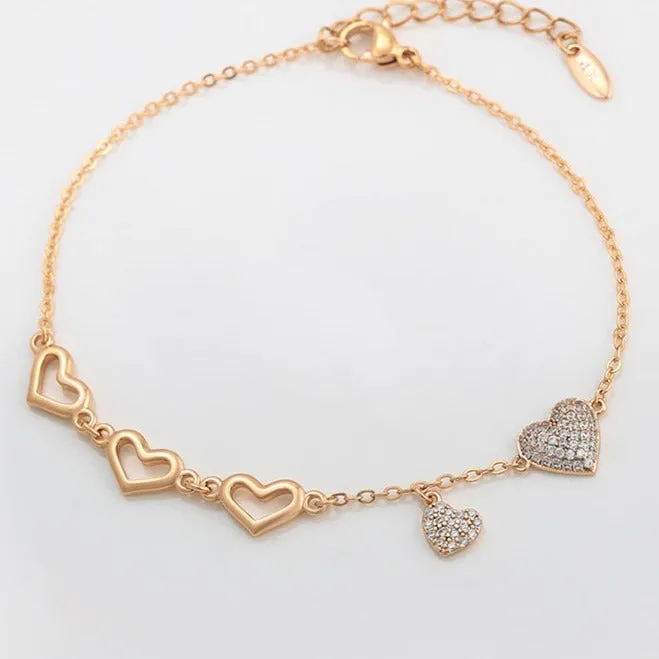 18K Gold Filled Heart Bracelet