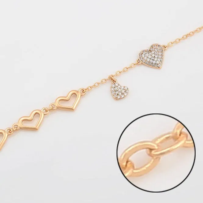 18K Gold Filled Heart Bracelet