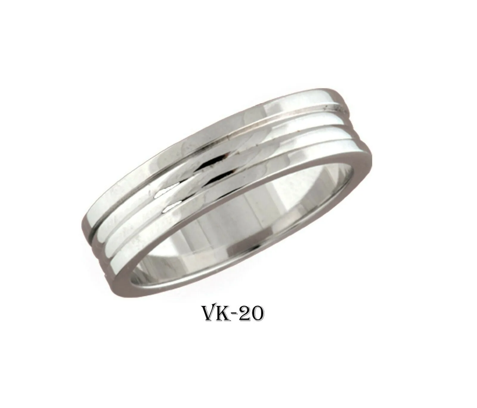 18k Solid Gold Elegant Ladies Modern Vertical Carbide Flat Band 6MM Ring VK20v