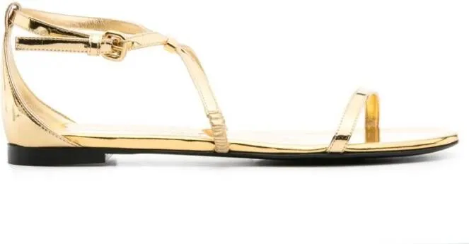 Alexander McQueen logo-plaque metallic sandals Gold