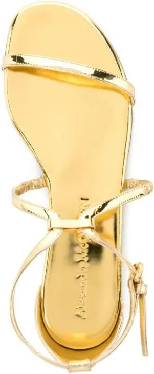 Alexander McQueen logo-plaque metallic sandals Gold