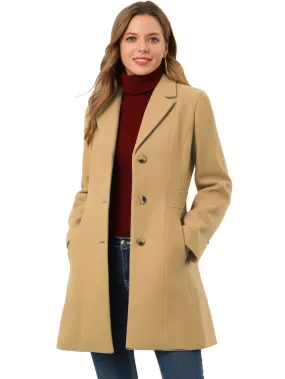 Allegra K- Single Breasted Notched Lapel Peacoat