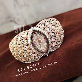 Alshaada  , Rose Gold and Rhodium Polish American Diamond Watch for Women -LR001ADWA