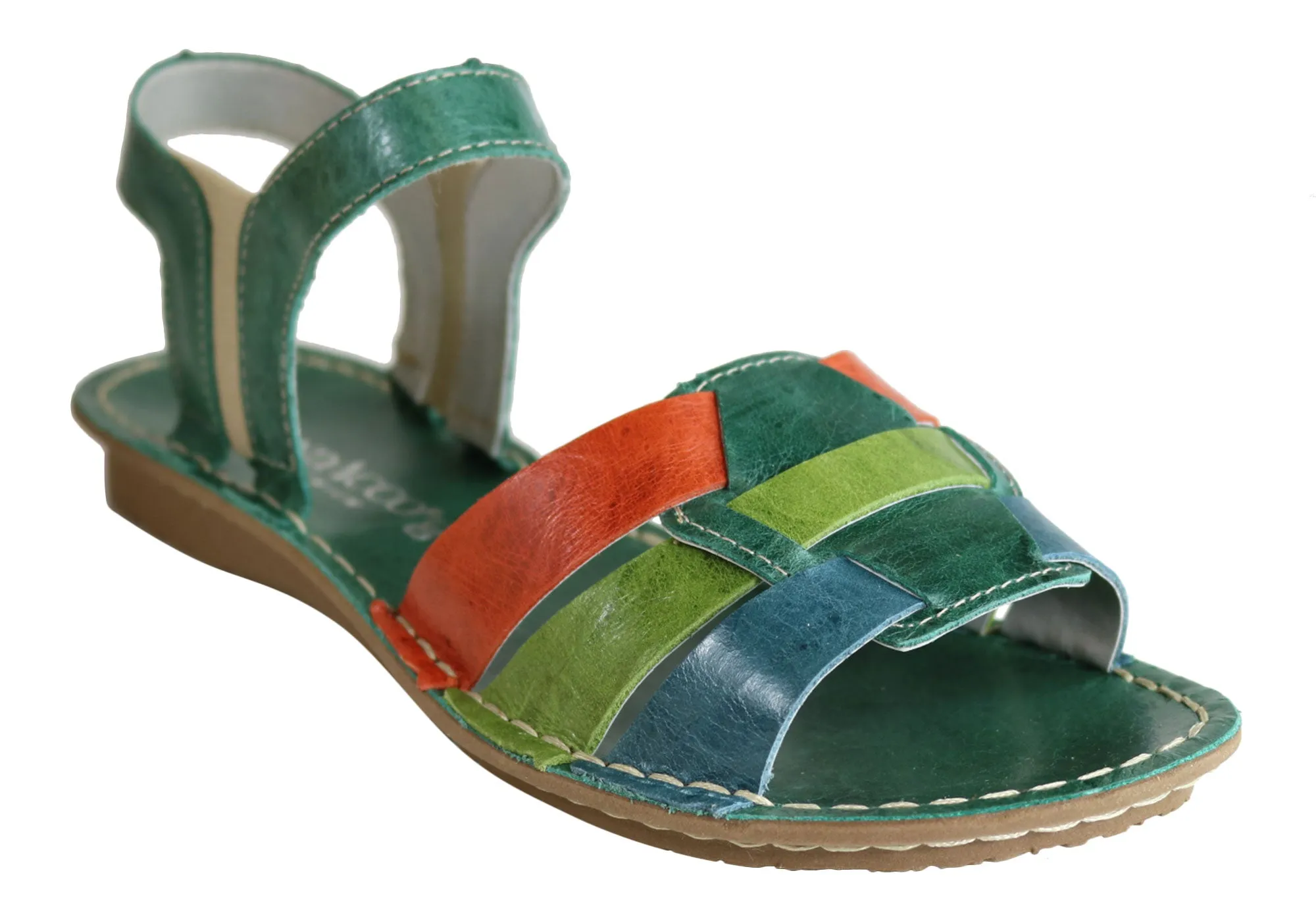 Andacco Mona Womens Comfortable Flat Leather Sandals Made In Brazil