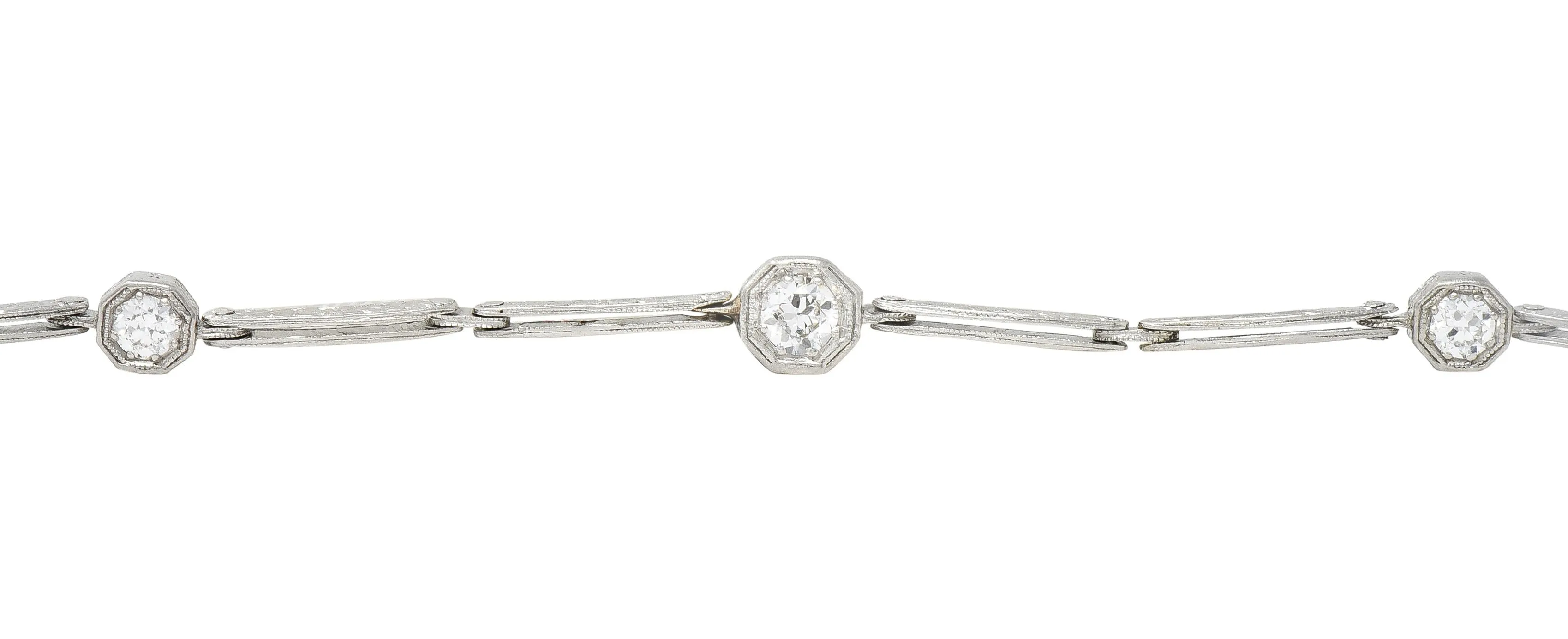 Art Deco Vintage Diamond Platinum Orange Blossom Station Link Bracelet