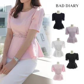 BADDIARY  |Casual Style Peplum Plain Short Sleeves Party Style