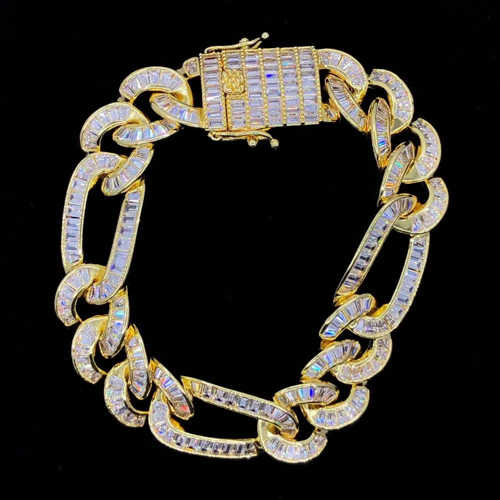 Baguette Figaro Link CZ Iced Out Hip Hop Bracelet