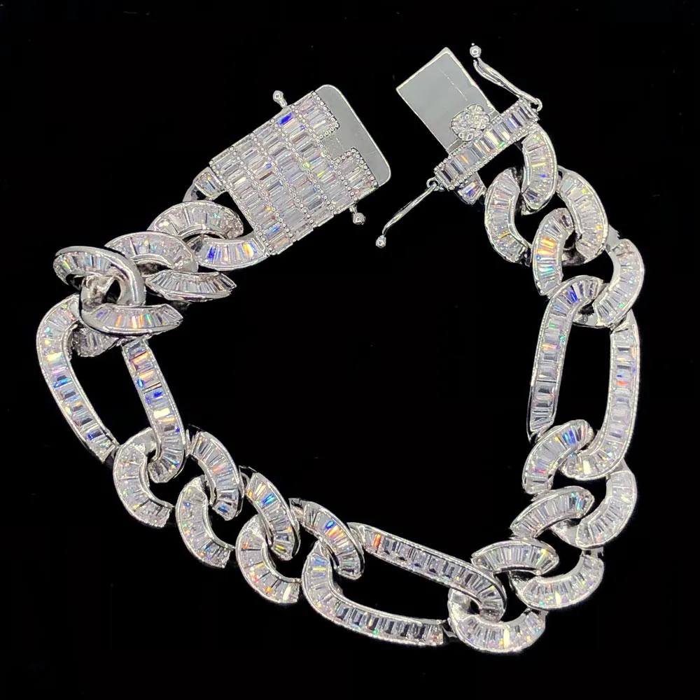 Baguette Figaro Link CZ Iced Out Hip Hop Bracelet