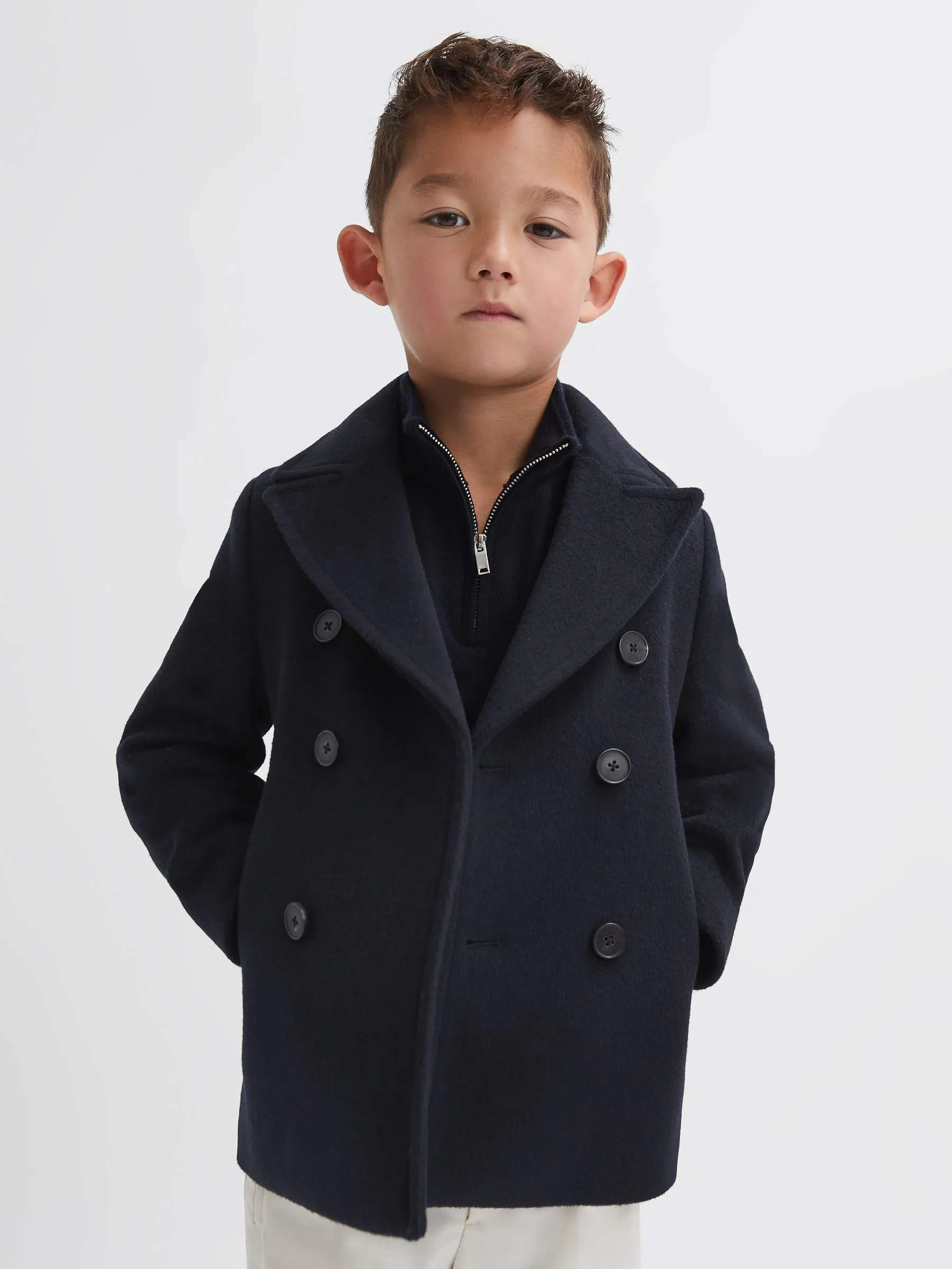 Bergamo Wool Blend Double Breasted Peacoat