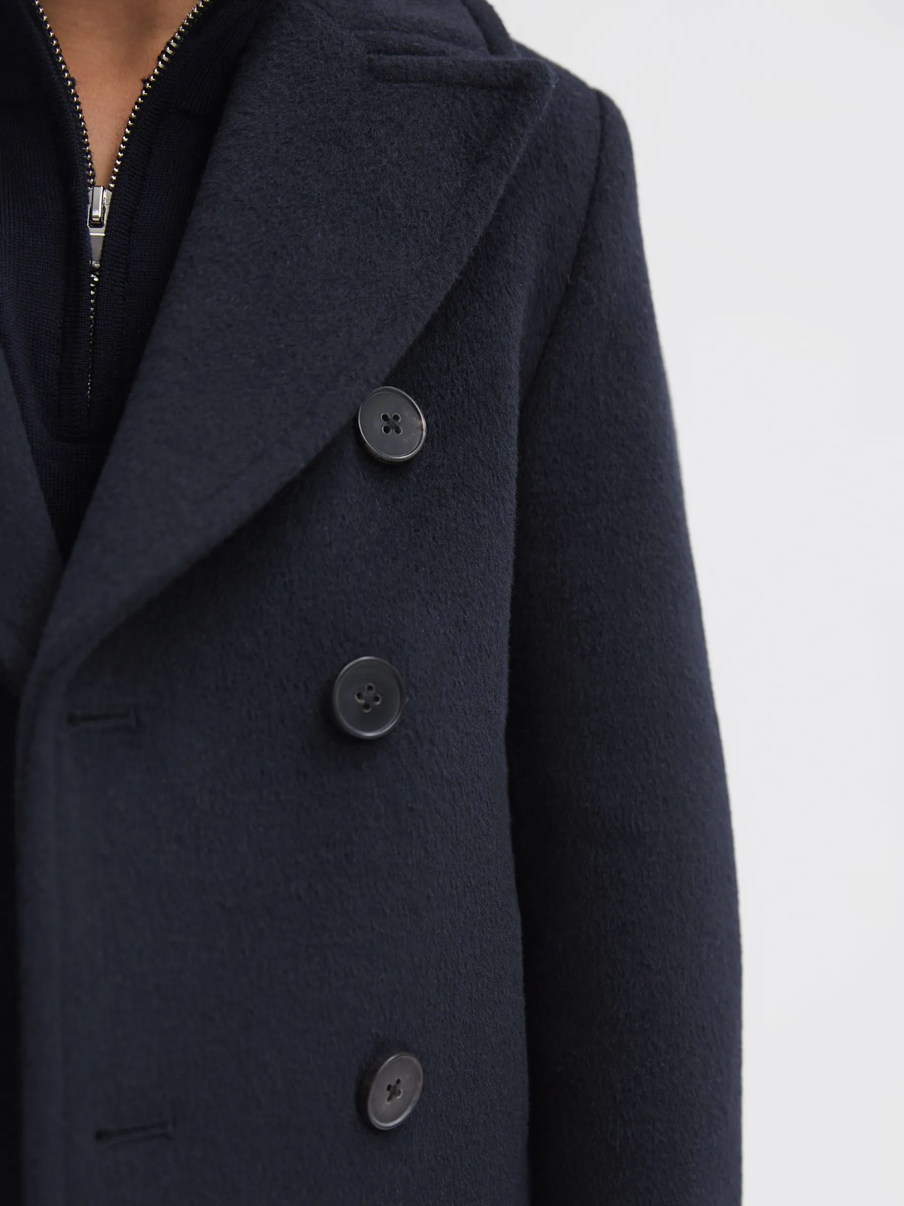 Bergamo Wool Blend Double Breasted Peacoat