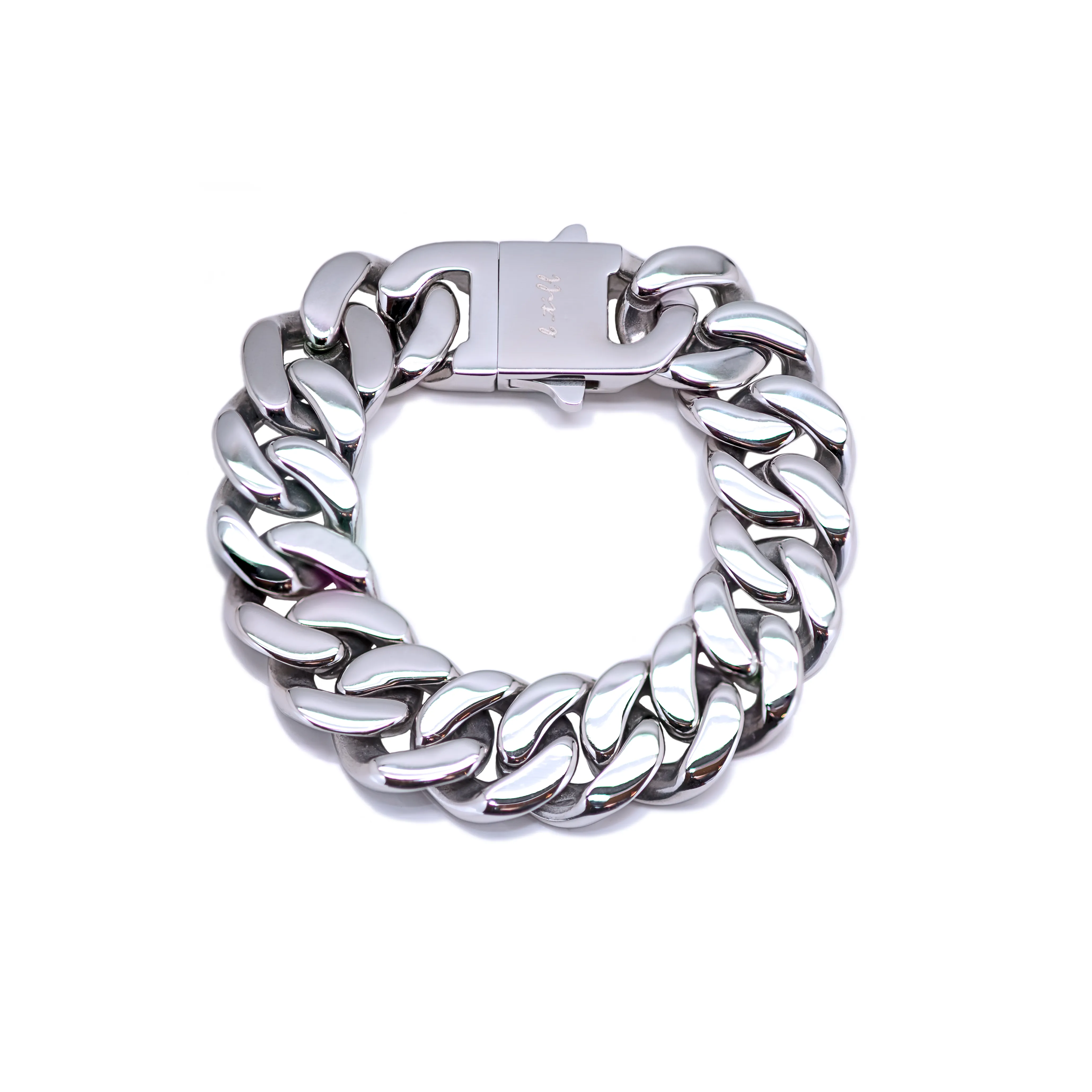 BG160W B.Tiff Flat Cuban Link Stainless Steel Bracelet