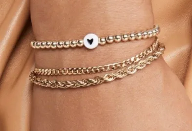 Black Heart Of Gold Ball Bracelet