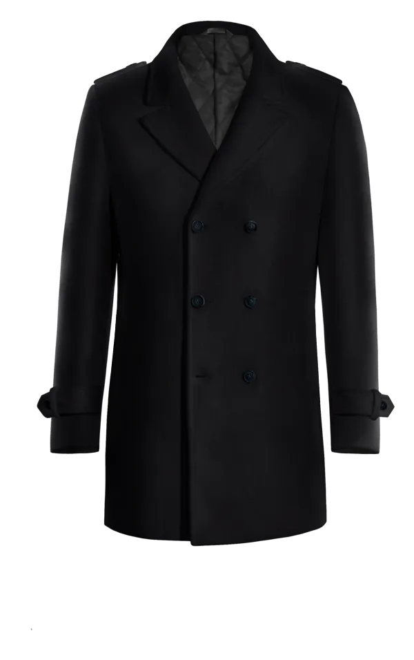 Blue 100% Wool Peacoat with epaulettes