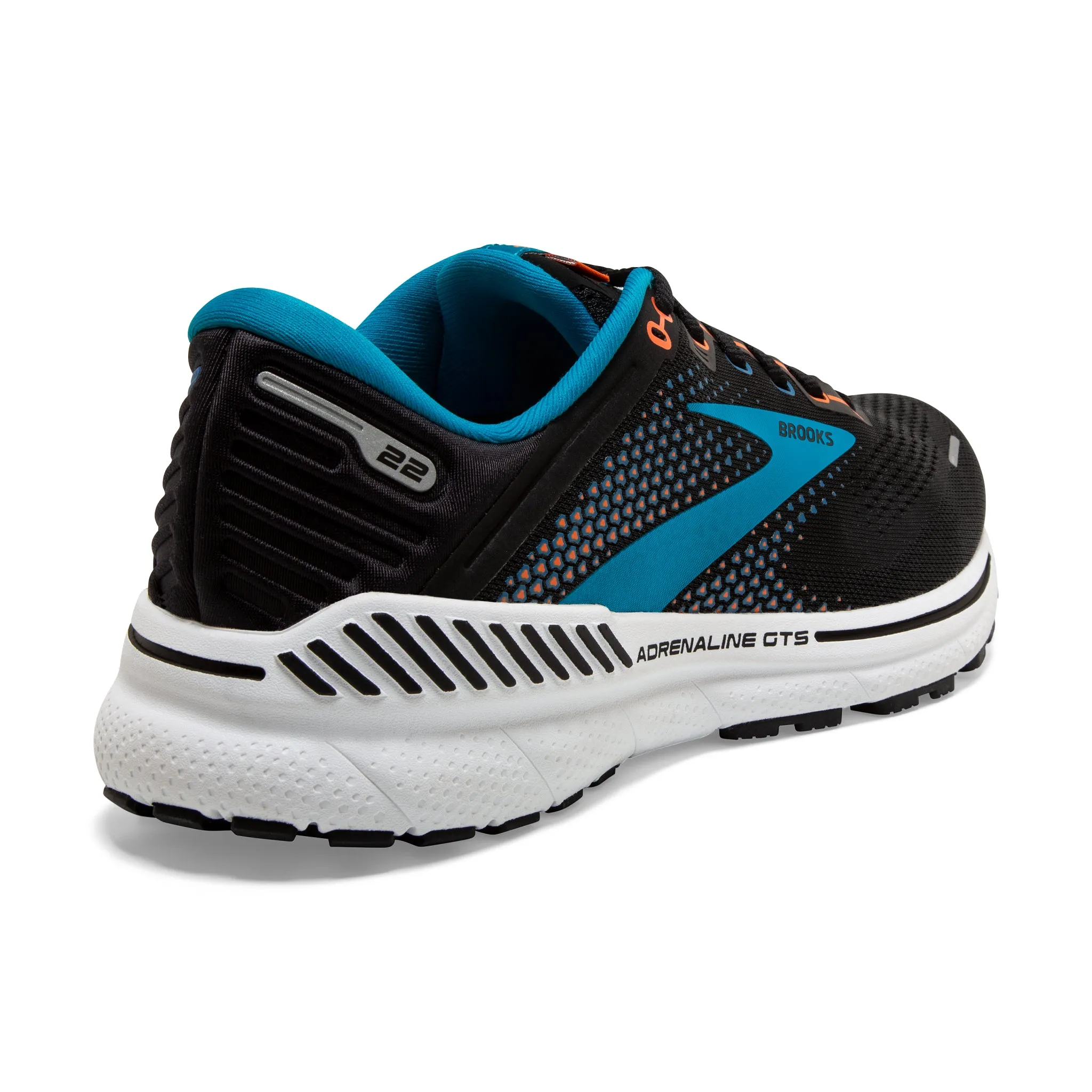 Brooks Men's 110366 034 Adrenaline GTS 22 Black/Blue/Orange Cushion Support Running Shoes