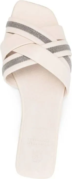 Brunello Cucinelli Monili chain-detail leather sandals Neutrals