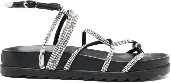 Chiara Ferragni rhinestone-embellished flat sandals Black