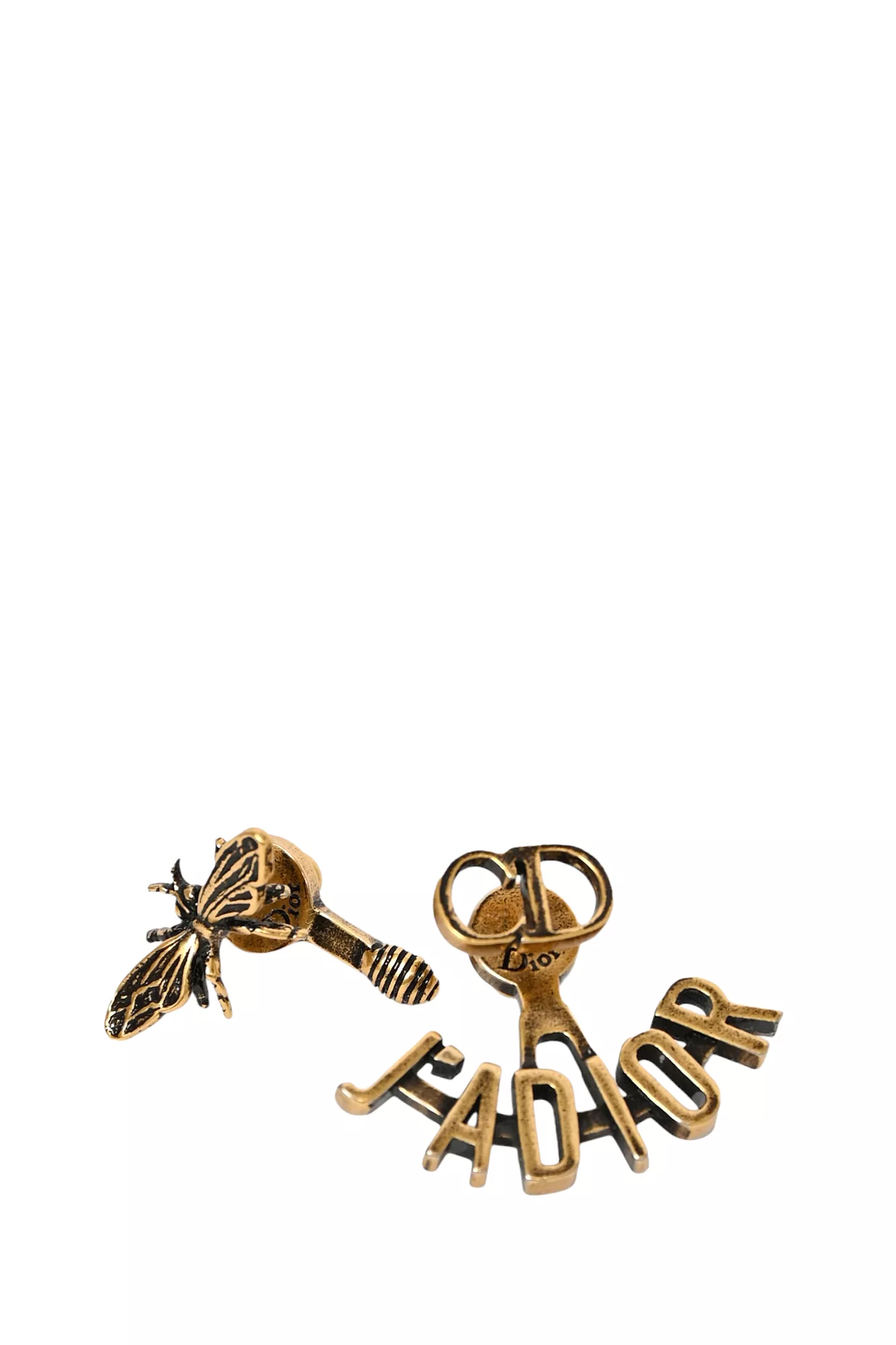 Christian Dior Gold Toned Asymmetrical Bee Earrings