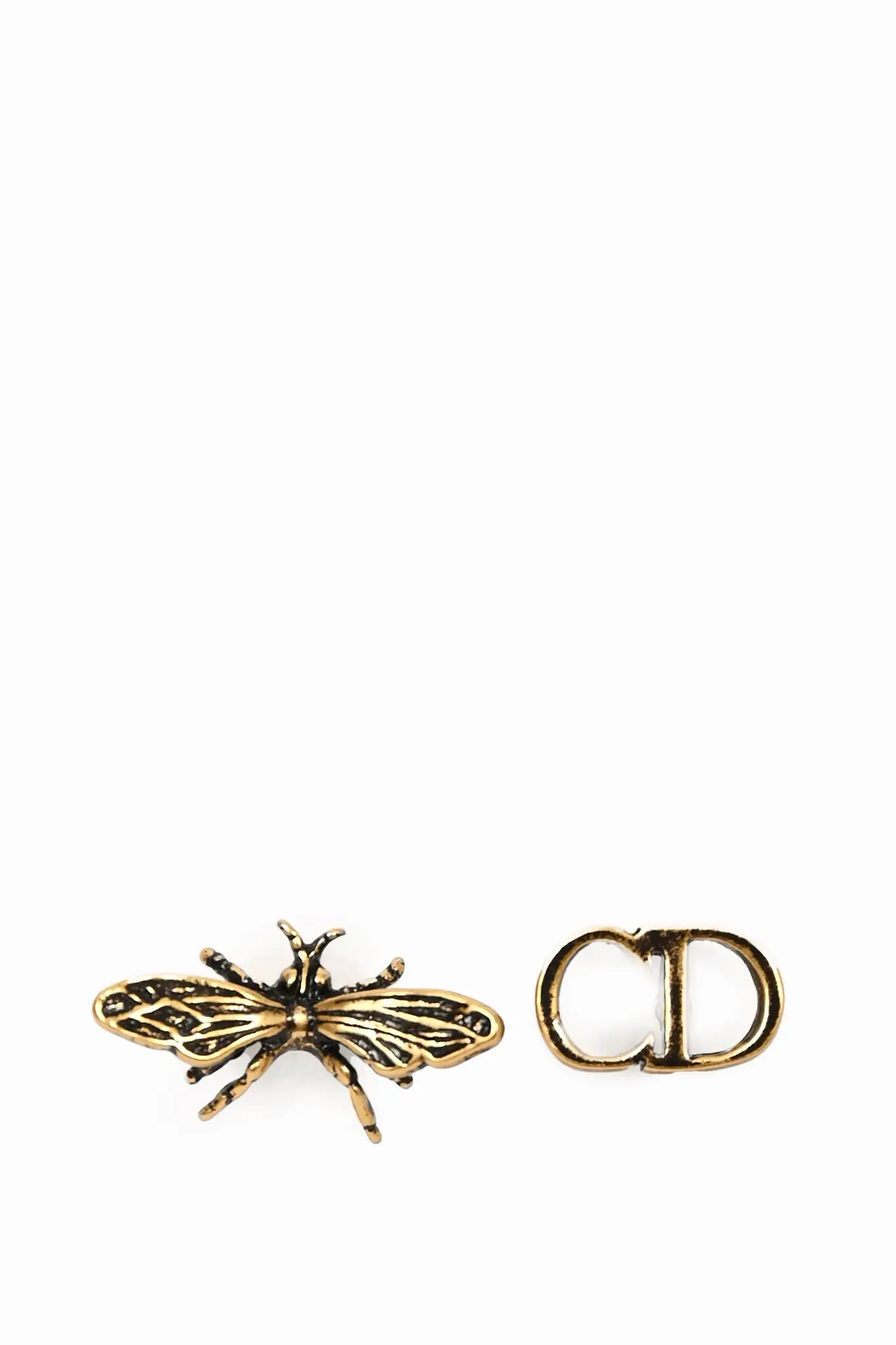 Christian Dior Gold Toned Asymmetrical Bee Earrings