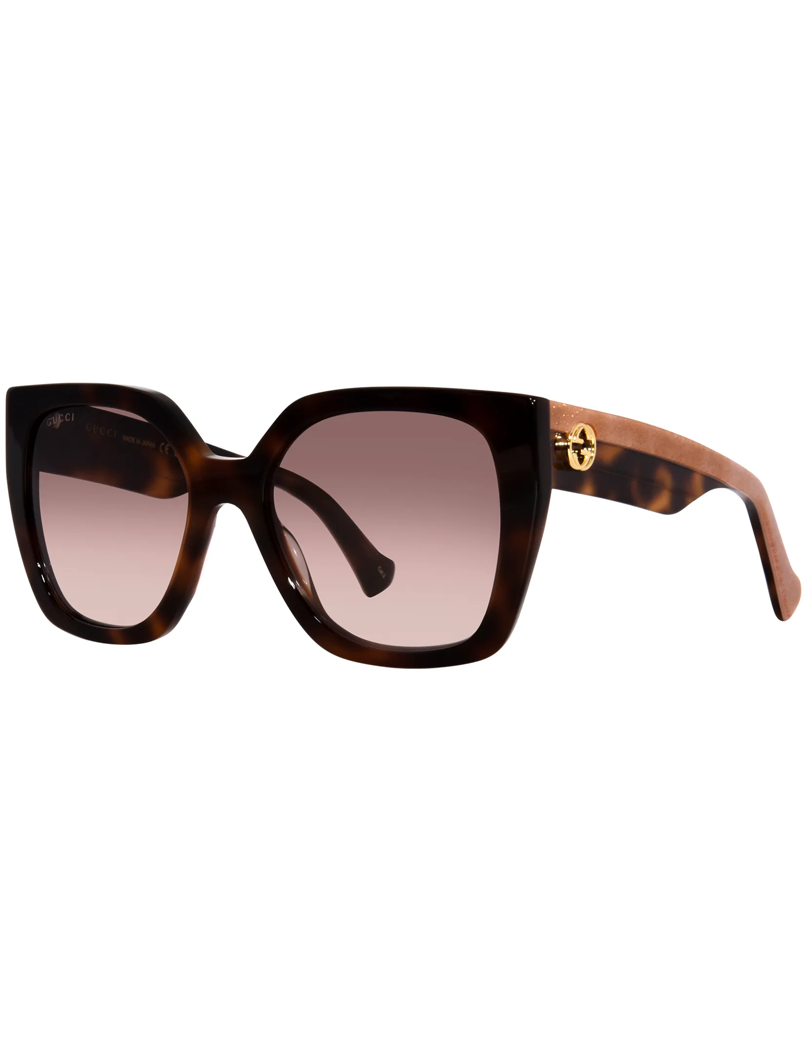 Classic Square Frame Sunglasses, Havana/Crystal/Brown