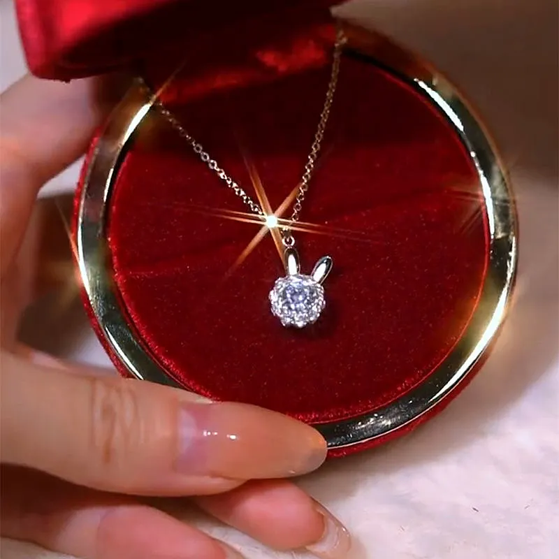 Cute Bunny Rotatable Necklace