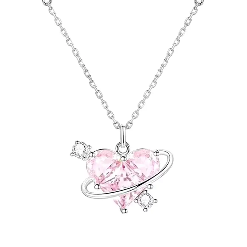 Cute Saturn Heart Necklace ON1242