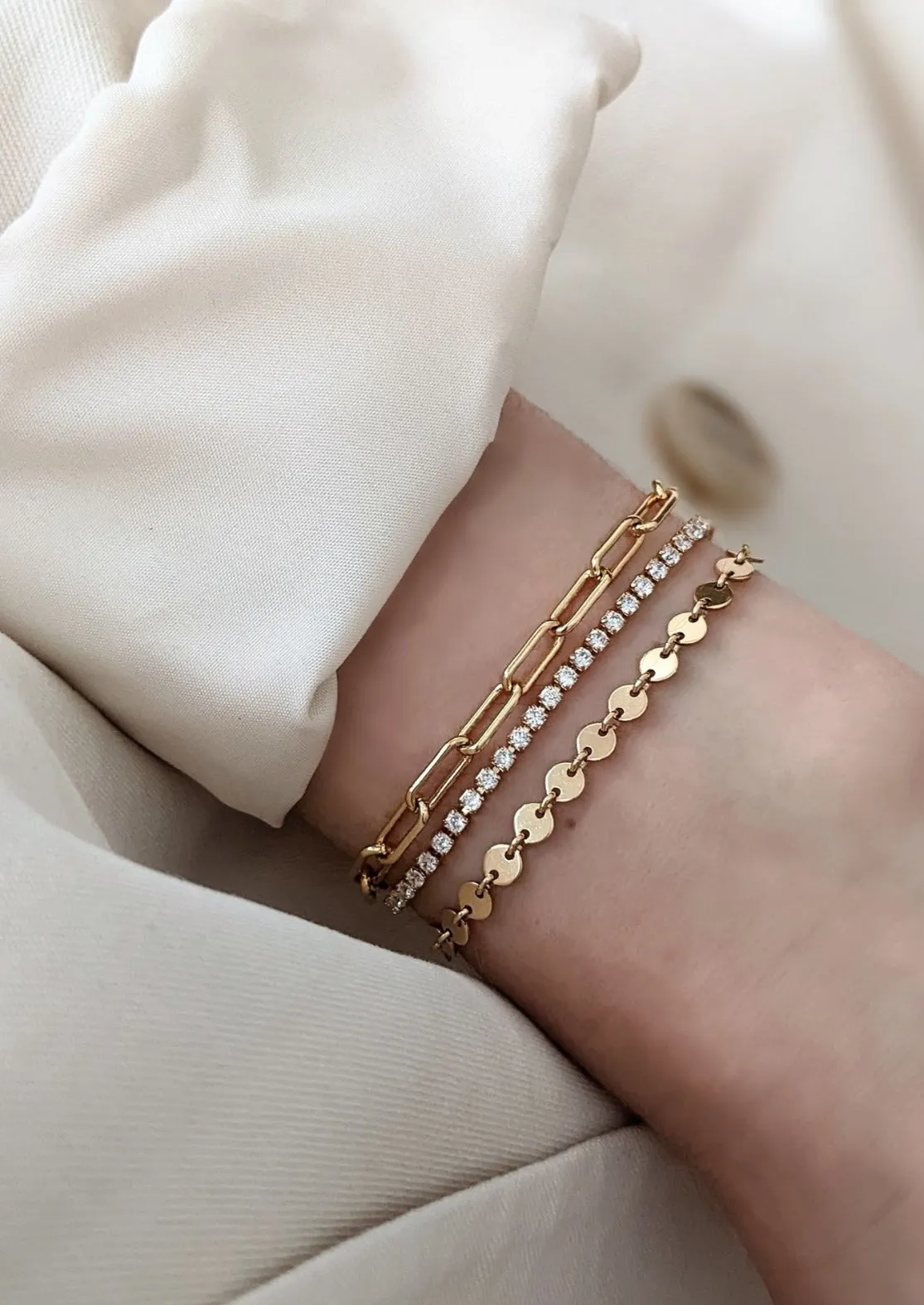 Dainty Gold Tennis Bracelet by Layer the Love