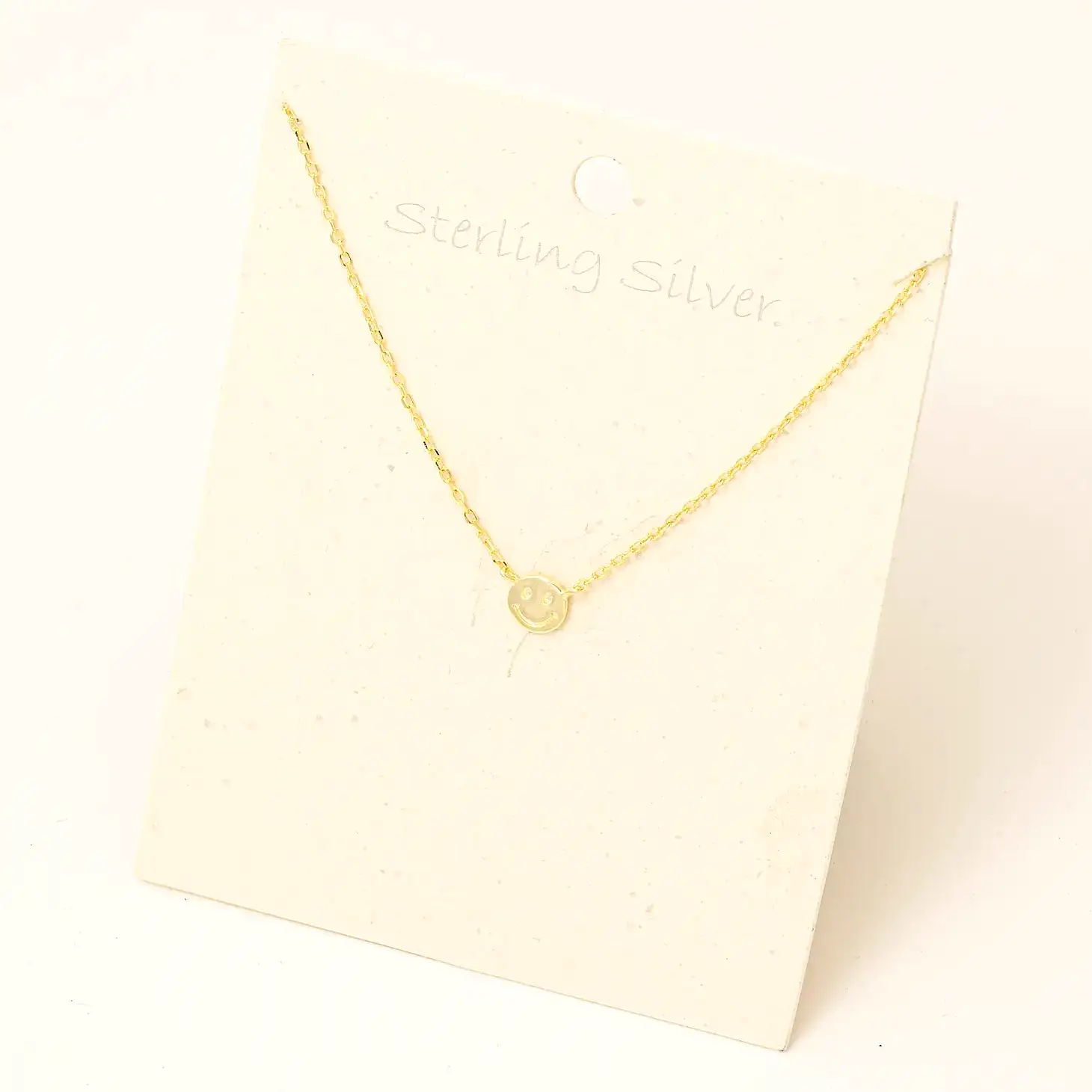 Dainty Smiley Face Coin Pendant Necklace