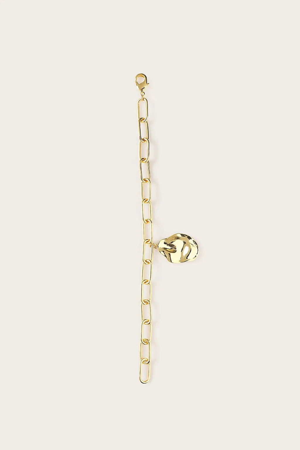 DANA Hammered Effect Oval Charm Link Gold Bracelet