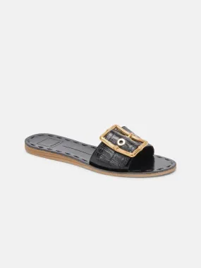 Dasa Noir Embossed Sandals