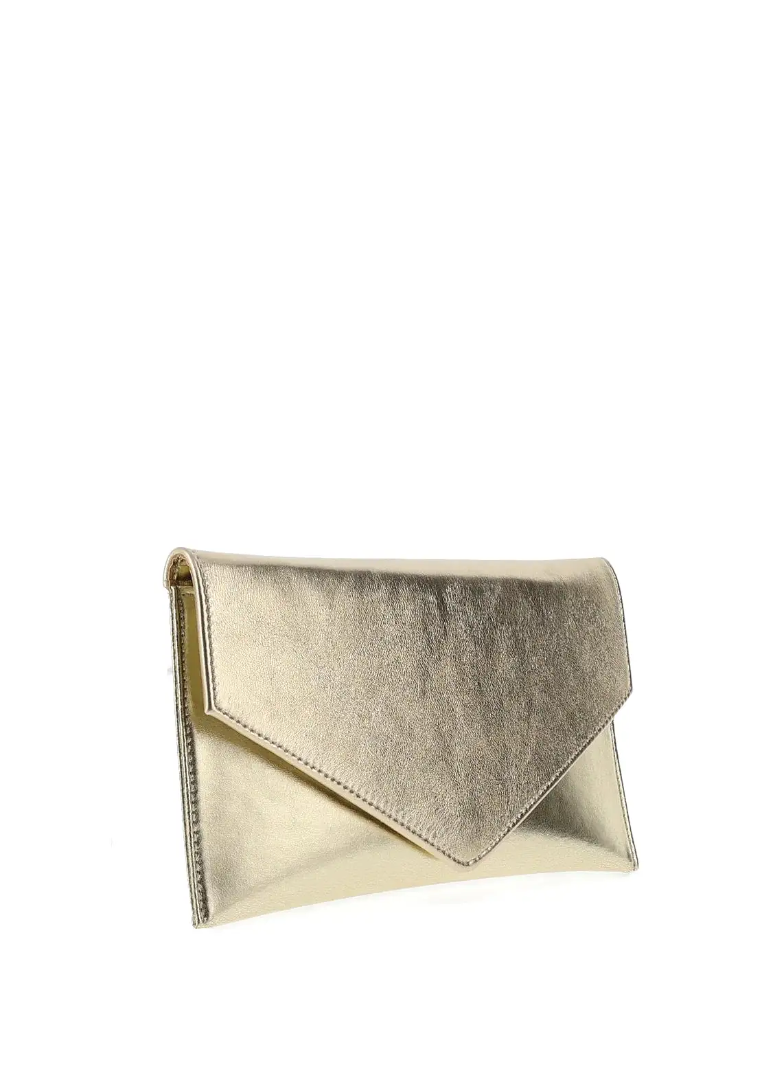 EMIS Leather Metallic Envelope Clutch Bag Gold