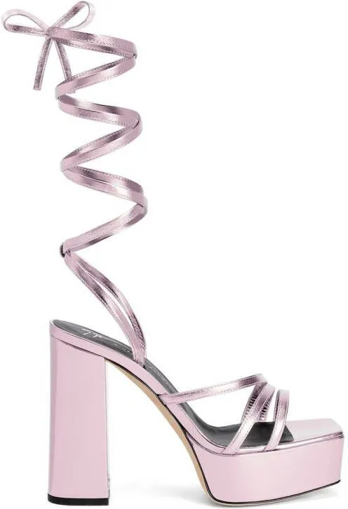 Giuseppe Zanotti Flavienne laminated leather 120mm sandals Pink