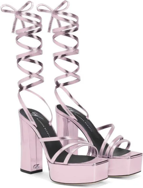 Giuseppe Zanotti Flavienne laminated leather 120mm sandals Pink