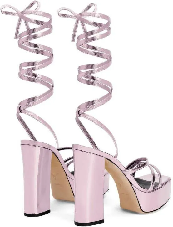 Giuseppe Zanotti Flavienne laminated leather 120mm sandals Pink