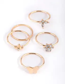 Gold Butterfly Garden Ring 6-Pack