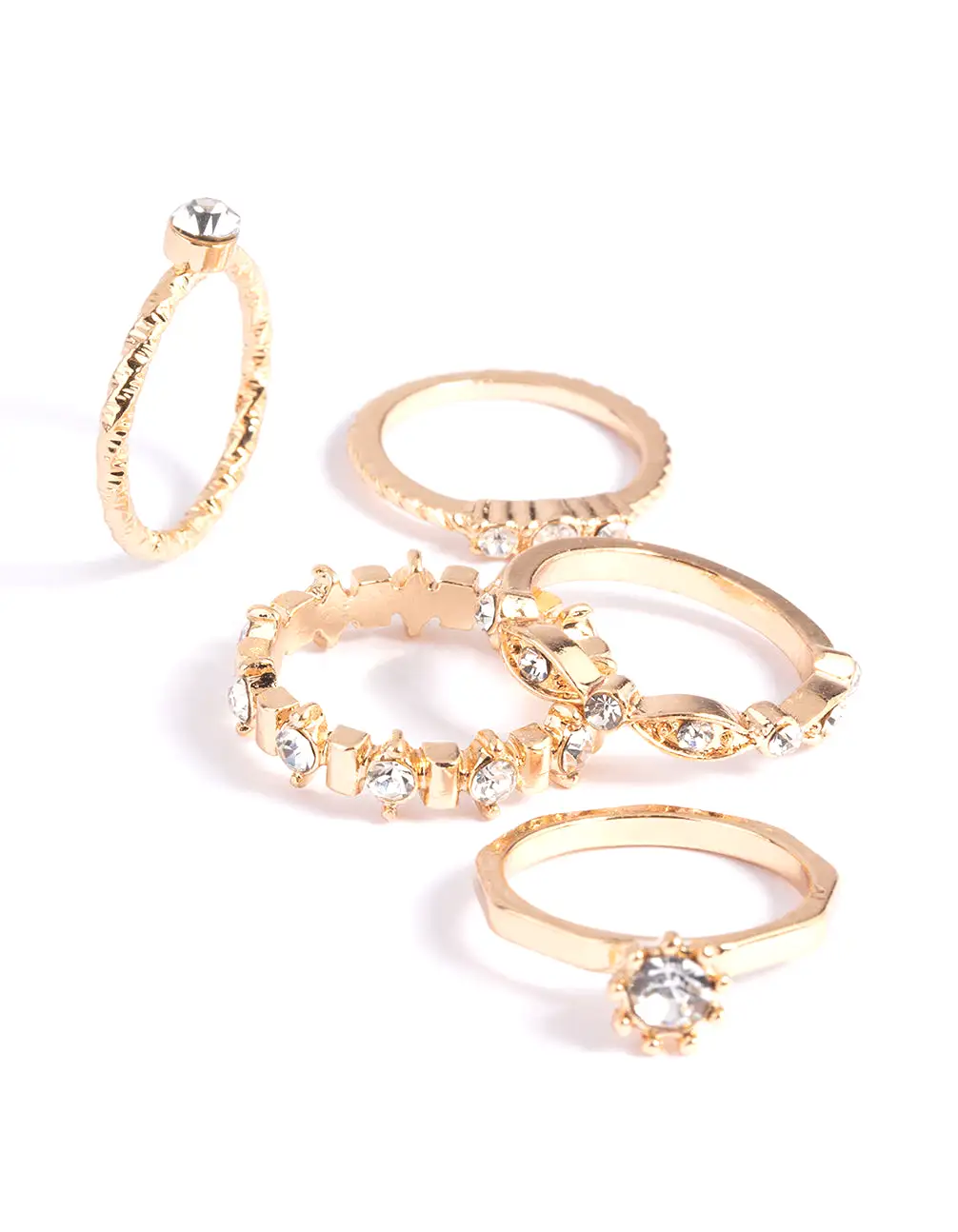 Gold Classic Bling Ring Stack Pack