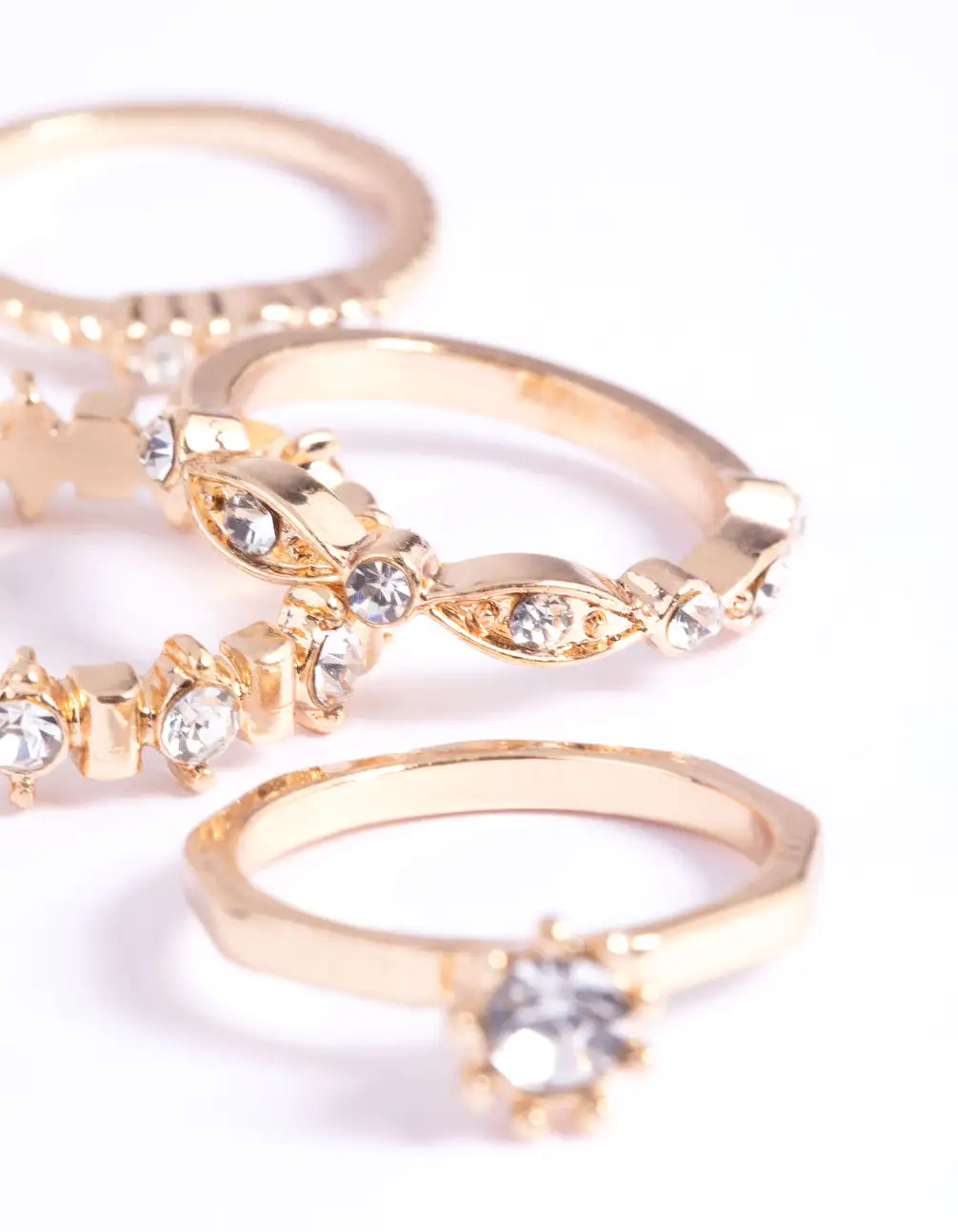 Gold Classic Bling Ring Stack Pack