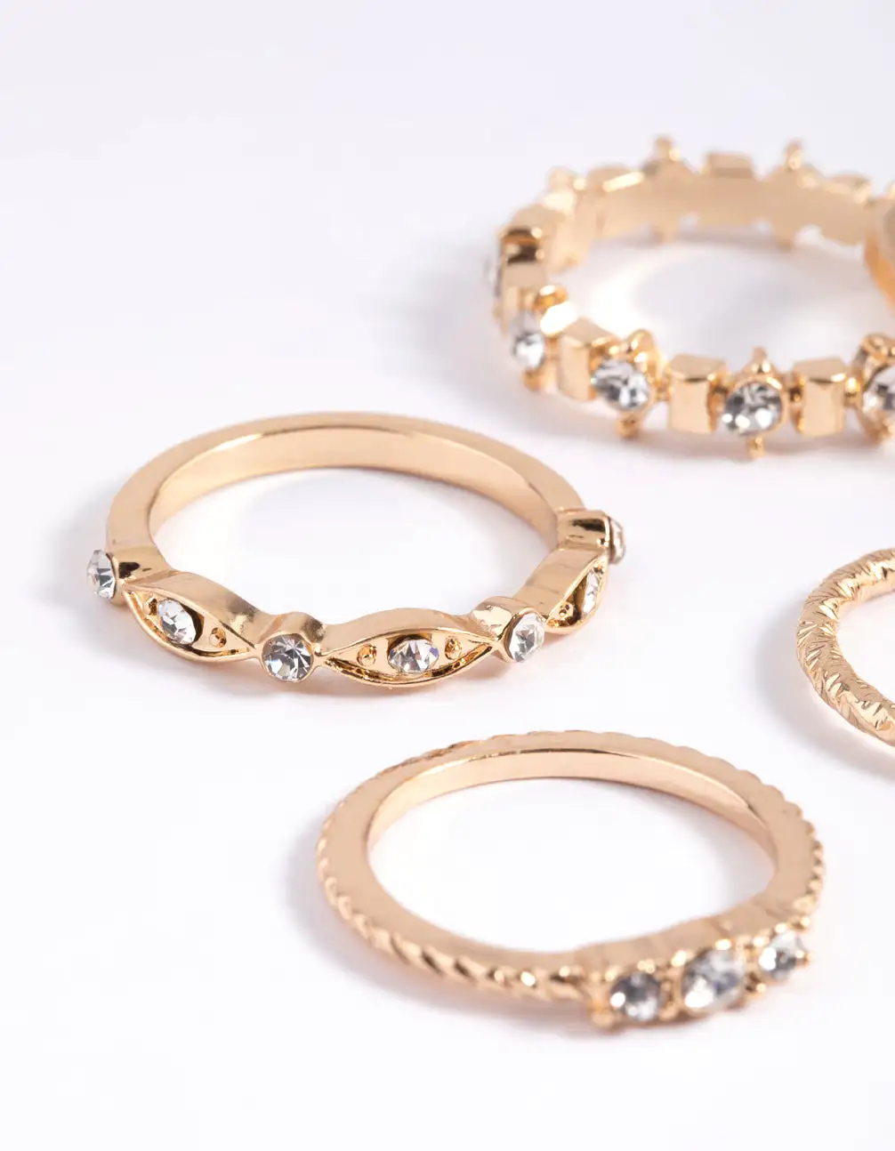 Gold Classic Bling Ring Stack Pack