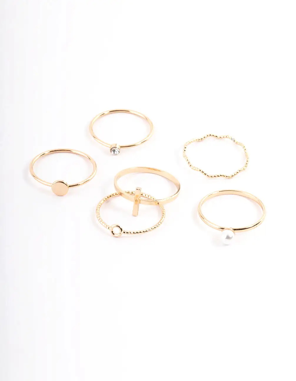 Gold Dainty Pearly Ring 6-Pack