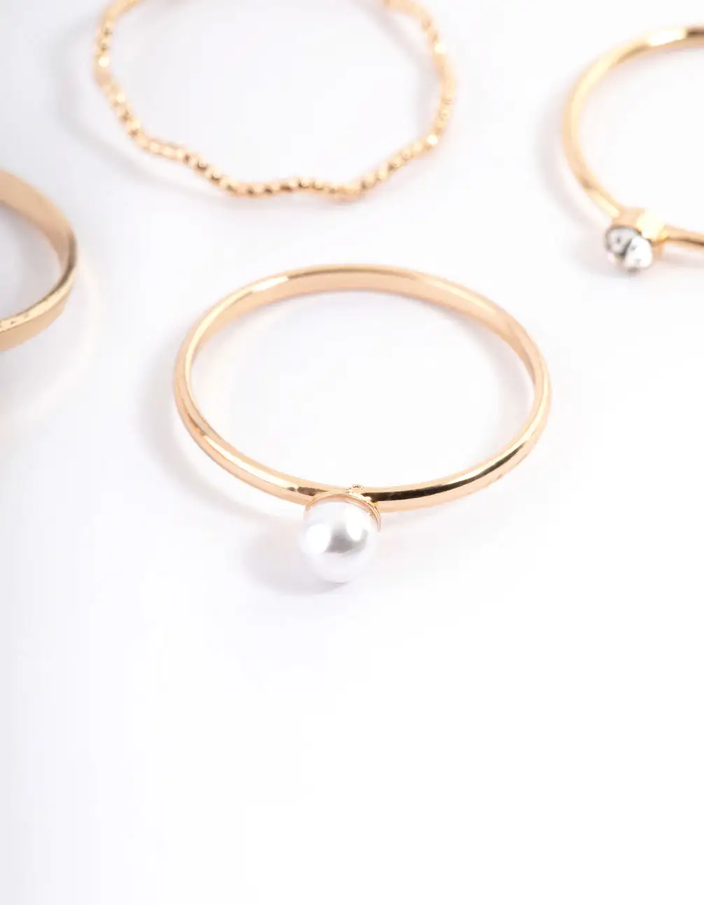 Gold Dainty Pearly Ring 6-Pack